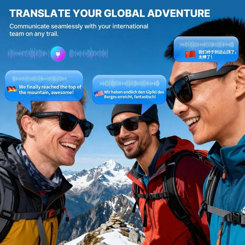 Miniatura 4 de Lentes inteligentes AI con cámara, 8MP estabilizado 1200P HD grabación de video HD, UV400 gafas de sol deportivas al aire libre con audio Bluetooth