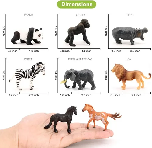 Miniatura 4 de Volnau Mini figuras de juguetes de animales de safari, 12 figuras salvajes en miniatura para niños pequeños, regalo de Navidad, cumpleaños, paquete