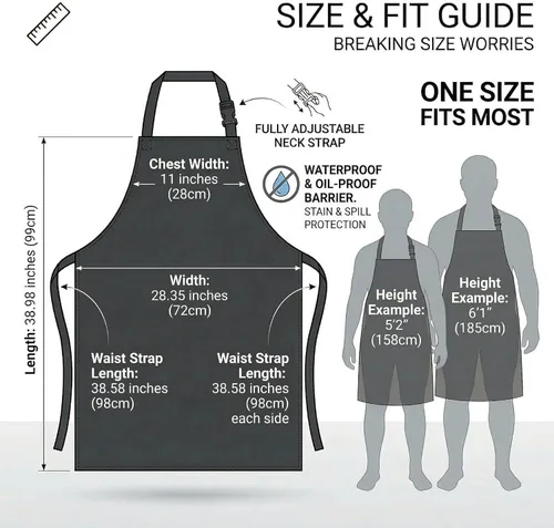 Miniatura 6 de Homsolver 2 Pack Waterproof Rubber Aprons, Heavy Duty Butcher for Men, Chemical Vinyl Plastic Aprons for Dishwashing Negro