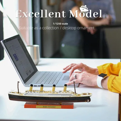 Miniatura 5 de 1/1250 RMS Titanic Modelo de Barco Crucero Clásico de Aleación Metálica Fundida a Presión Modelo de Barco Legendario Crucero Británico con Soporte