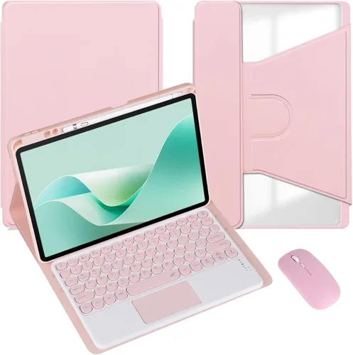 Miniatura 32 de Funda para tableta Samsung Galaxy Tab A8 de 10.5 pulgadas, teclado redondo inalámbrico desmontable Bluetooth, cubierta trasera transparente
