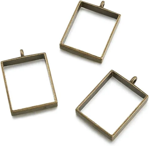 Miniatura 2 de Dijes de bisel con espalda abierta Bronce antiguo # Rectángulo