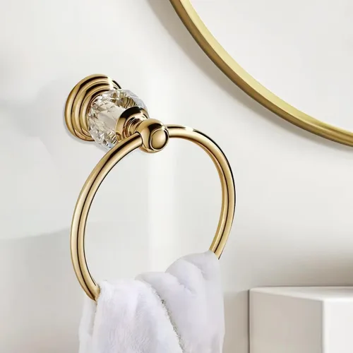 Miniatura 8 de Anillo de toalla de cristal negro, soporte para toallas de baño, negro mate, soporte para toallas de baño, soporte para toalla de mano para baño