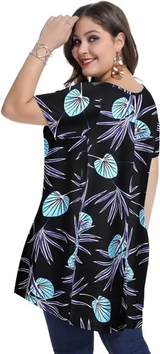 Miniatura 5 de MONNURO - Camiseta de manga corta para mujer, holgada con mucho vuelo, talla grande