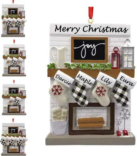 Miniatura 23 de Mantel de chimenea, adornos de Navidad personalizados para la familia, 2025, medias personalizadas, familia de 2, 3, 4, 5, 6 nombres, adorno
