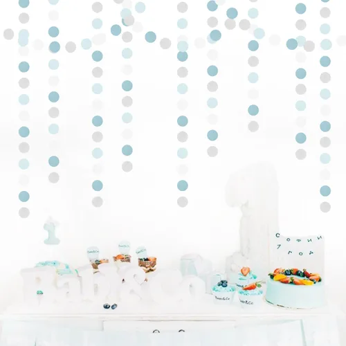 Miniatura 5 de Guirnalda de decoración de fiesta de color azul claro y blanco plateado – 52 pies para baby shower, cumpleaños, graduación, despedida de soltera