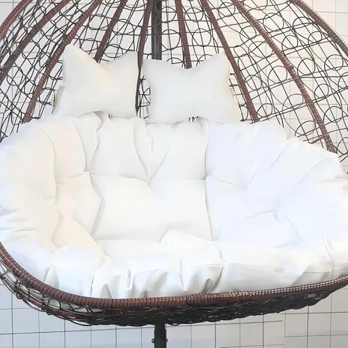 Miniatura 17 de Cojín de repuesto para silla Columpio de 2 plazas, Lavable, Grueso, Grande, de Mimbre, impermeable y resistente al sol, para balcón y patio