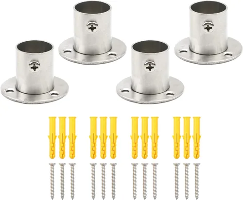 Brida de barra de ducha de acero inoxidable, soporte de brida de barra de armario para tubo de acero de 0.87 pulgadas de diámetro interior, juego de