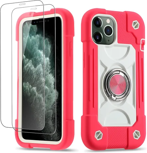 Miniatura 59 de Funda para iPhone 11 de 6.1 pulgadas con soporte de anillo, con 2 protectores de pantalla de vidrio, resistente a los golpes, resistente a