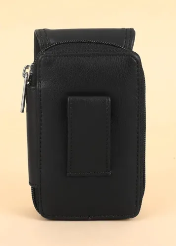 Miniatura 8 de Leatherboss - Estuche de cuero para cigarrillos con soporte para encendedor y bolsillo con cremallera (negro)