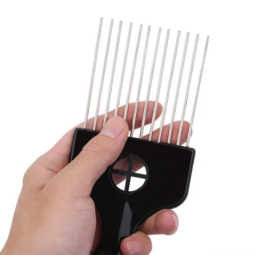 Miniatura 3 de Peine de pelo, peine de metal, peine de púa de metal, desenredar peluca trenzada, peine de peinado, negro, 1 paquete
