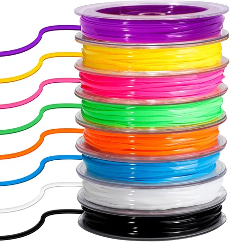 FANDAMEI Kit de cordón de 8 colores, cordón de color brillante, cuerda de cordón para manualidades, pulseras y fabricación de joyas