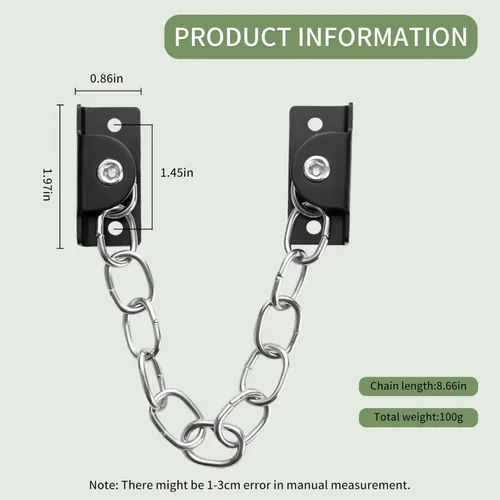 Miniatura 2 de SooGree Cerradura de cadena de ventana de acero inoxidable, restrictor de puerta de guardia, cerradura de cadena de seguridad para ventanas planas