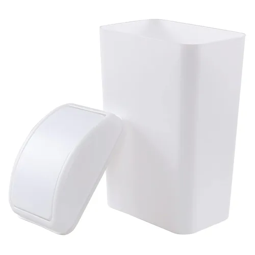 Miniatura 4 de 1 cubo de basura de plástico con tapa oscilante, color blanco