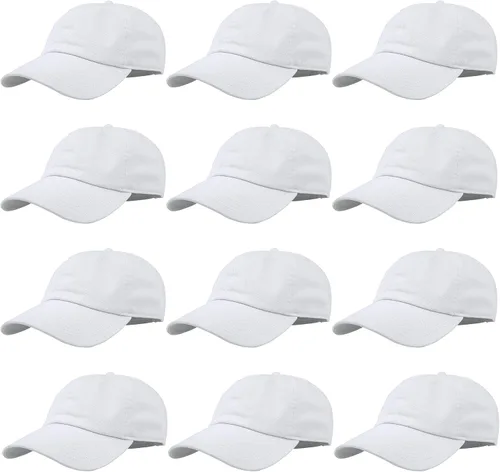 Miniatura 155 de Gelante Gorras de béisbol 100% algodón liso en blanco tamaño ajustable al por mayor a granel de 12
