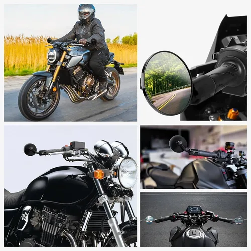 Miniatura 8 de Espejos laterales redondos para motocicleta de 7/8" en el extremo del manillar, compatibles con motos de calle, Cafe Racer, motos deportivas