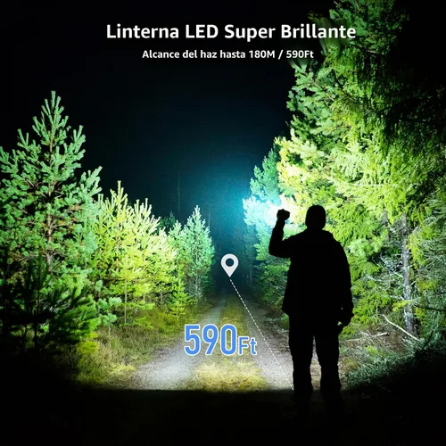 Miniatura 2 de Blukar Linterna recargable, linterna de alto lúmenes, linterna LED pequeña súper brillante - Con zoom, brillo ajustable, de larga duración