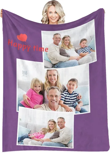 Miniatura 15 de Manta personalizada con fotos, texto, fotos personalizadas, mantas para adultos y niños, cumpleaños familiar, 1 foto, 50 x 40 pulgadas