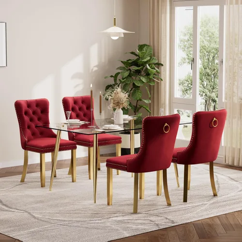 Baysitone Juego de mesa de comedor de vidrio de 51 pulgadas para 4, juego de 5 piezas moderno de comedor, mesa de cocina rectangular de vidrio con 4