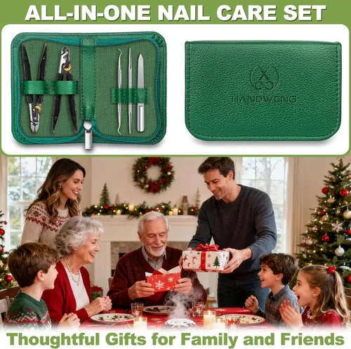 Miniatura 8 de Cortaúñas resistentes para uñas gruesas, 5 piezas con estuche de cuero Toe Nail Clippers for Thick Nails for Seniors Long Handled Nail clippers