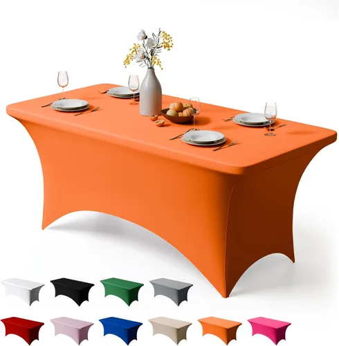 Miniatura 26 de Trlyc Paquete de 1 mantel rectangular de elastano de 4 pies – 48 x 30 pulgadas, resistente a las arrugas, para bodas, fiestas, banquetes, picnic