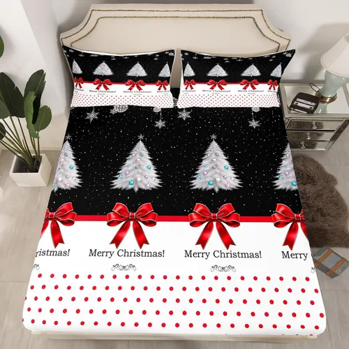 Miniatura 5 de Erosebridal Kawaii - Juego de sábanas de muñeco de nieve para niños, sábanas individuales con temática de festival, patrón de copo de nieve de Azul