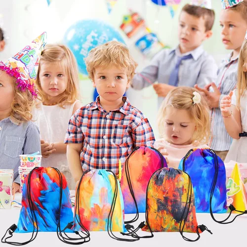 Miniatura 4 de 15 bolsas de regalo de fiesta con cordón de teñido anudado, mochila pequeña con cordón, bolsa de tela con cordón, bolsas de regalo de cumpleaños