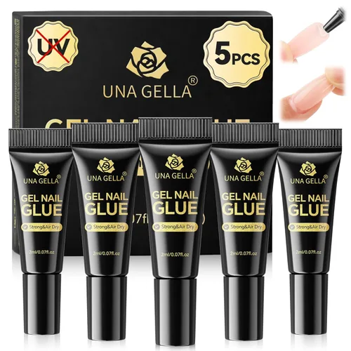 Miniatura 9 de UNA GELLA Pegamento de uñas súper fuerte de 0.07 onzas líquidas x 5 piezas para uñas a presión, puntas de uñas y uñas postizas transparentes, mini