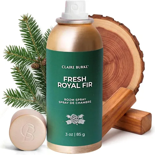 Claire Burke Fresh Royal Fir Scent Room Spray, 3 onzas, fragancia fresca para el hogar, fragancia natural para el hogar, ambientador natural de