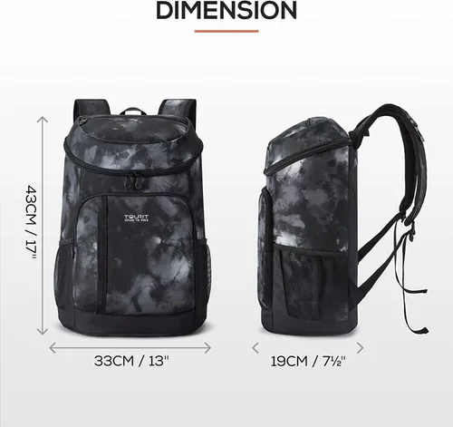 Miniatura 6 de TOURIT - Mochila de hielera térmica ligera a prueba de fugas para 30 latas, para hombres y mujeres 01-teñido negro