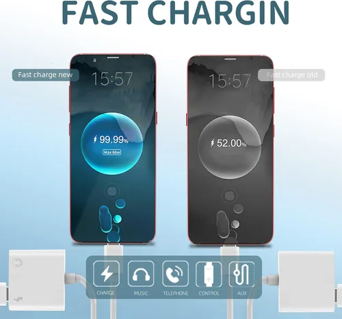 Miniatura 4 de Adaptador de audio para auriculares USB-C a 0.138 in (paquete de 2) 2 en 1 DAC tipo C Jack divisor AUX cable compatible con Samsung Galaxy LG Pixel