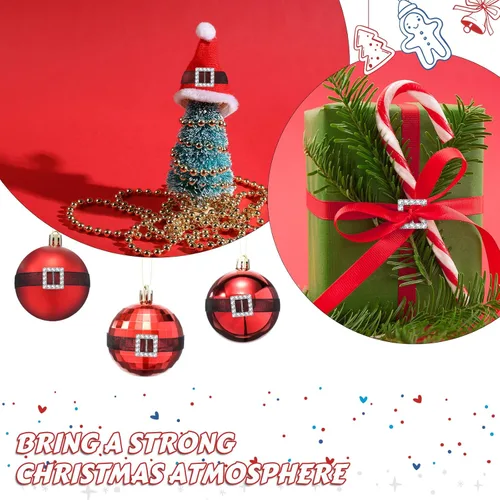 Miniatura 6 de 30 piezas de hebilla cuadrada de Navidad de 0.630 in con diamantes de imitación, cinta deslizante, hebilla de cinta de Navidad, hebilla de cinturón