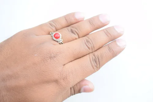 Miniatura 10 de Rose Quartz Stone Ring, Handmade 925 Sterling Silver Rings for Women Girls, Natural Gemstone Ring US size 12 Solitaire Ring, Pink Round Stone Ring