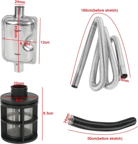 Miniatura 2 de Tubo de escape de calentador diesel de acero inoxidable Copgge, silenciador de escape con filtro de entrada de aire y juego de tuberías