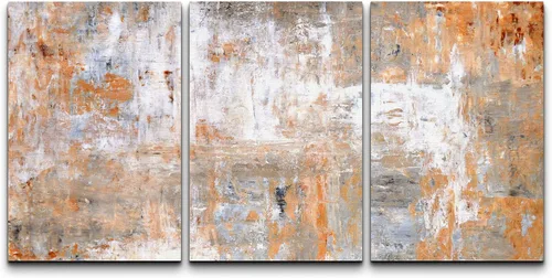 Miniatura 200 de wall26 Lienzo enmarcado para pared, juego de arte con trazos de pintura roja y naranja vibrante, paisaje, formas abstractas, ilustraciones, arte