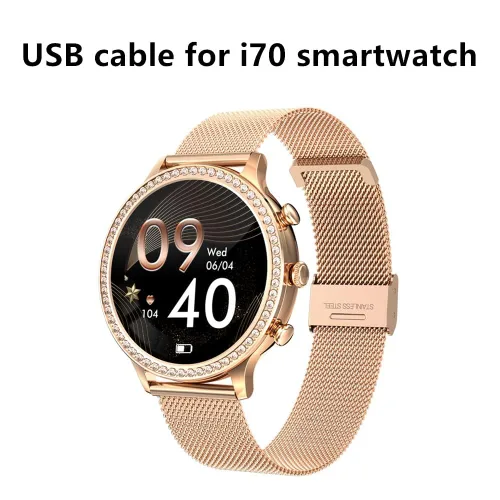 Miniatura 2 de Cable USB para reloj inteligente AKUMAKA i70, cargador magnético de 2 pines para mujeres con relojes inteligentes de diamantes