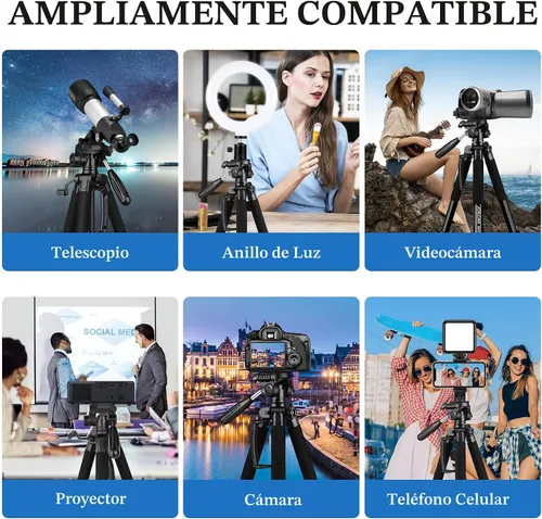Miniatura 5 de JOILCAN Trípodes para cámara, trípode de 74 pulgadas para grabación de video, cámaras de alta resistencia, trípode DSLR de viaje profesional, Negro