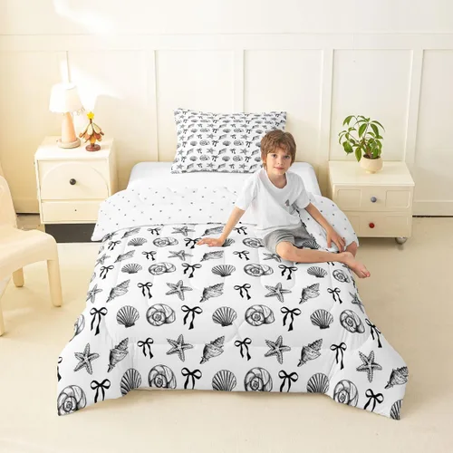 Miniatura 60 de Manfei Go Fishing Juego de edredón tamaño King para niños, juego de ropa de cama con diseño geométrico de peces de bass y rombos, decoración