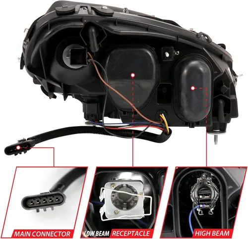 Miniatura 3 de ANZO (121553) 2005-2013 Chevy Corvette Proyector estilo tablón Switchback H.L. Negro ámbar