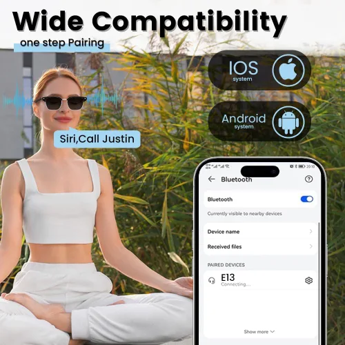 Miniatura 3 de Lentes inteligentes con Bluetooth, para hombres y mujeres, control táctil, protección UV al aire libre y control de voz, llamadas manos libres