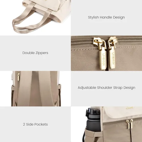 Miniatura 5 de LOVEVOOK Mochila convertible para mujer, Crema-caqui, Mochilas Daypack