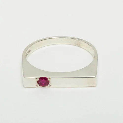 Miniatura 5 de Anillo solitario de plata de ley 925 con rubí auténtico para hombre