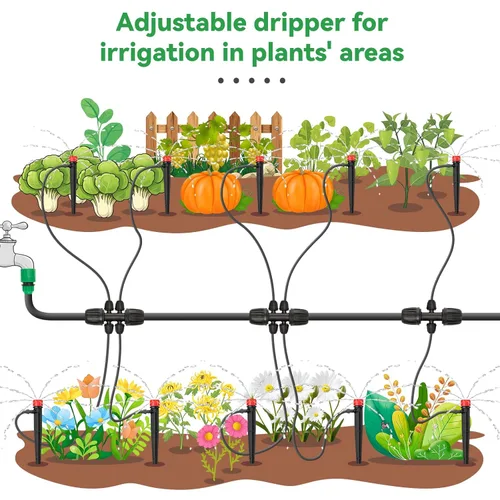 Miniatura 6 de 100 piezas de emisores de riego por goteo para tubos de riego por goteo de 1/4", goteros ajustables de flujo de agua de 360 grados en estaca