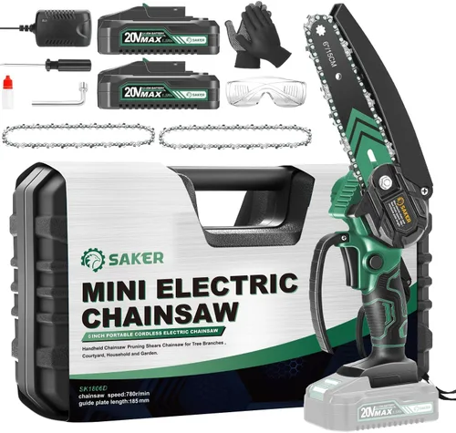 Miniatura 9 de Saker Mini motosierra, motosierra eléctrica portátil de 6 pulgadas, inalámbrica, pequeña motosierra de mano para ramas de árboles, patio, hogar