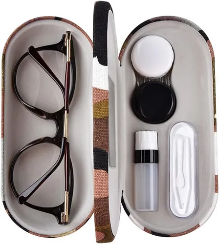Miniatura 3 de Kanasi Estuche para lentes de contacto con removedor de pinzas de espejo, estuche doble para anteojos 2 en 1, caja de lentes de contacto portátil