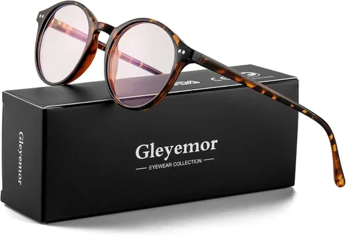 Miniatura 2 de Gleyemor Lentes de luz azul para hombres y mujeres, lentes vintage de marco redondo para computadora