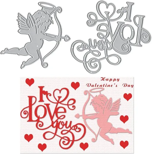 Miniatura 7 de Estivaux Juego de 4 troqueles de marco de corazón de San Valentín para hacer tarjetas, juego de troqueles de corte de marco de amor, plantillas