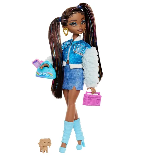 Set de juego Barbie Dream Besties, muñeca posable Brooklyn con cabello largo negro, 9 accesorios con temática musical