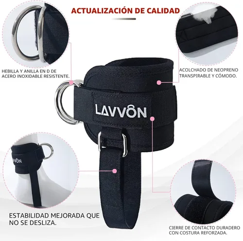Miniatura 3 de LAVVON Correas de tobillo para máquinas de cable Kickbacks – Accesorios de cable de tobillo ajustables y cómodos para gimnasio, correa de tobillo