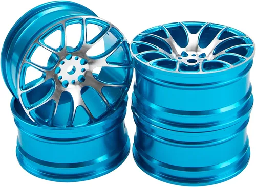 Miniatura 2 de Paquete de 4 llantas de metal de 0.472 pulgadas, buje hexagonal compatible con escalas 1/10 On-Road Racing Touring Drift Car Tamiya TT-01 Kyosho Azul